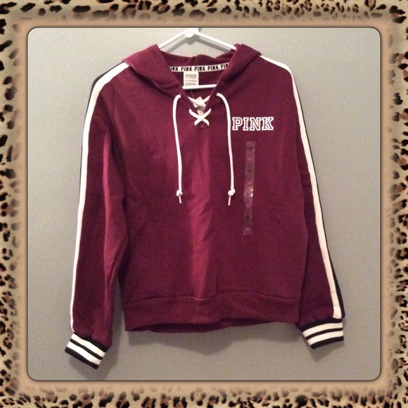 PINK Victoria's Secret Tops - ⭐️HP⭐️ 🆕 Victoria’s Secret Pink Lace Up Hoodie